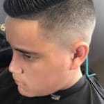 fade style with side slick - Hope Island barber